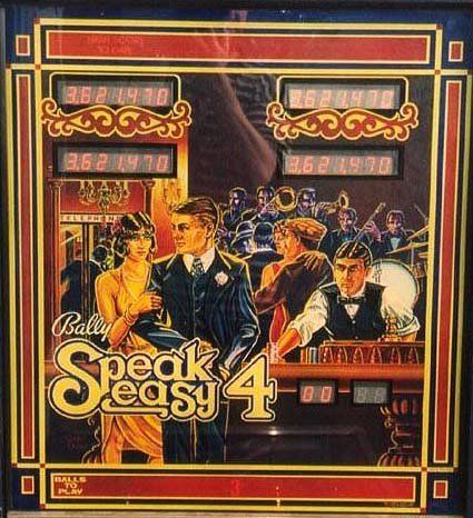 Speakeasy is a pinball machine designed and manufactured by Bally in 1982. It features a Prohibition-era theme with elements of 1920s speakeasy culture.