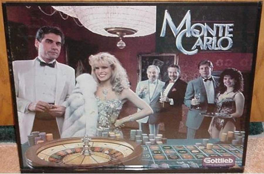Monte Carlo is a solid-state pinball machine released by Gottlieb in 1987, featuring a casino theme with elements like roulette and card games.