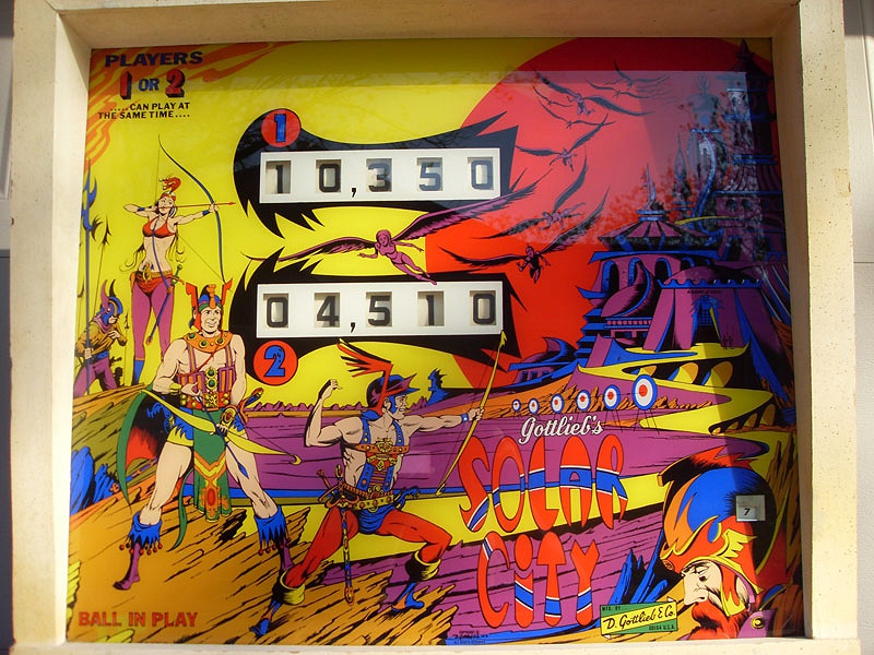 Solar City is an electro-mechanical pinball machine released by Gottlieb in 1977. It features a futuristic space theme with engaging artwork and gameplay mechanisms.