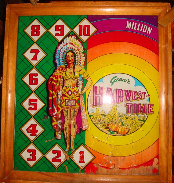 Harvest Time is a classic pinball machine produced by Genco in 1950. It features artwork and themes reminiscent of rural life and farming activities.