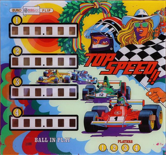 Top Speed is an electro-mechanical pinball machine produced by Recel in 1974.