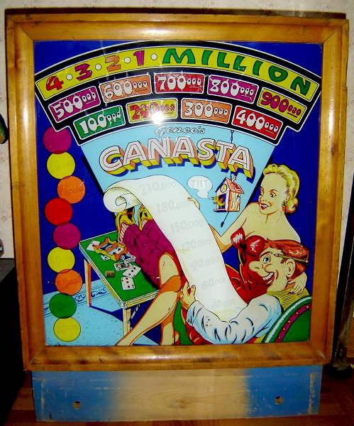 Canasta is a pinball machine released by Genco in 1950. It is known for its engaging gameplay and classic design, typical of the early 1950s pinball machines.