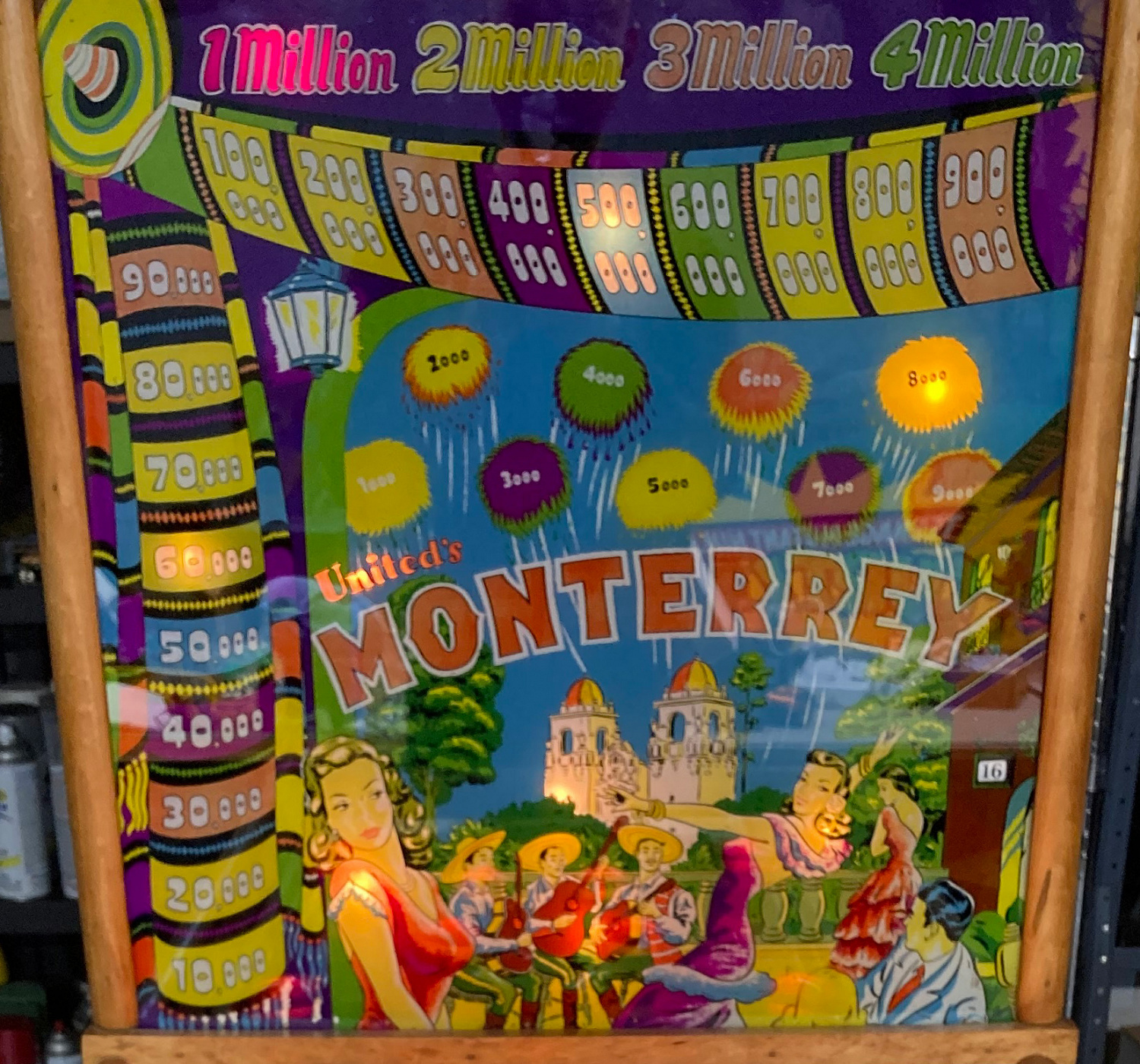 Monterrey is a vintage pinball machine released by United in 1948. It is known for its classic design and mechanical scoring features.
