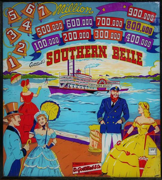 Southern Belle is an electromechanical pinball machine designed and produced by Gottlieb in 1955. This classic machine features iconic art and gameplay from the mid-20th century, providing a nostalgic experience for pinball enthusiasts.