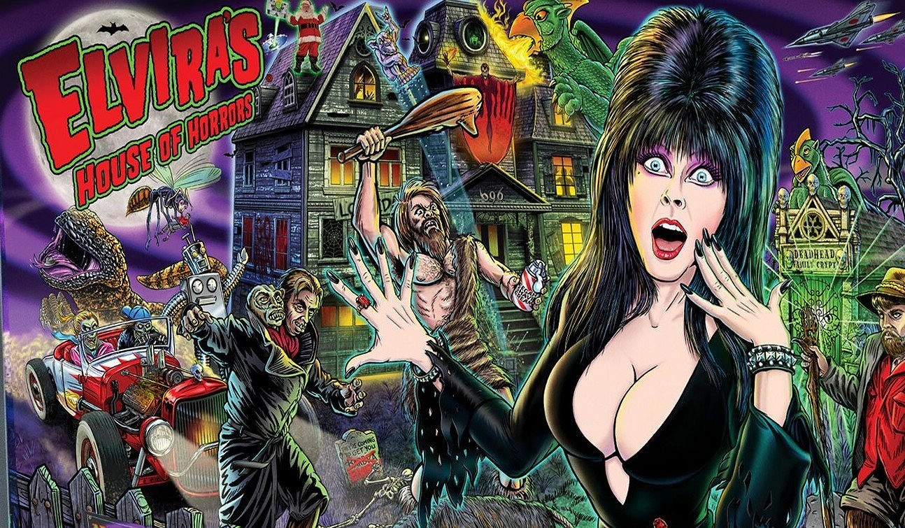 The Elvira's House of Horrors (Premium) is a horror-themed pinball machine designed by Stern Pinball. This machine is based on the iconic character Elvira, Mistress of the Dark, and features various horror elements from classic films.