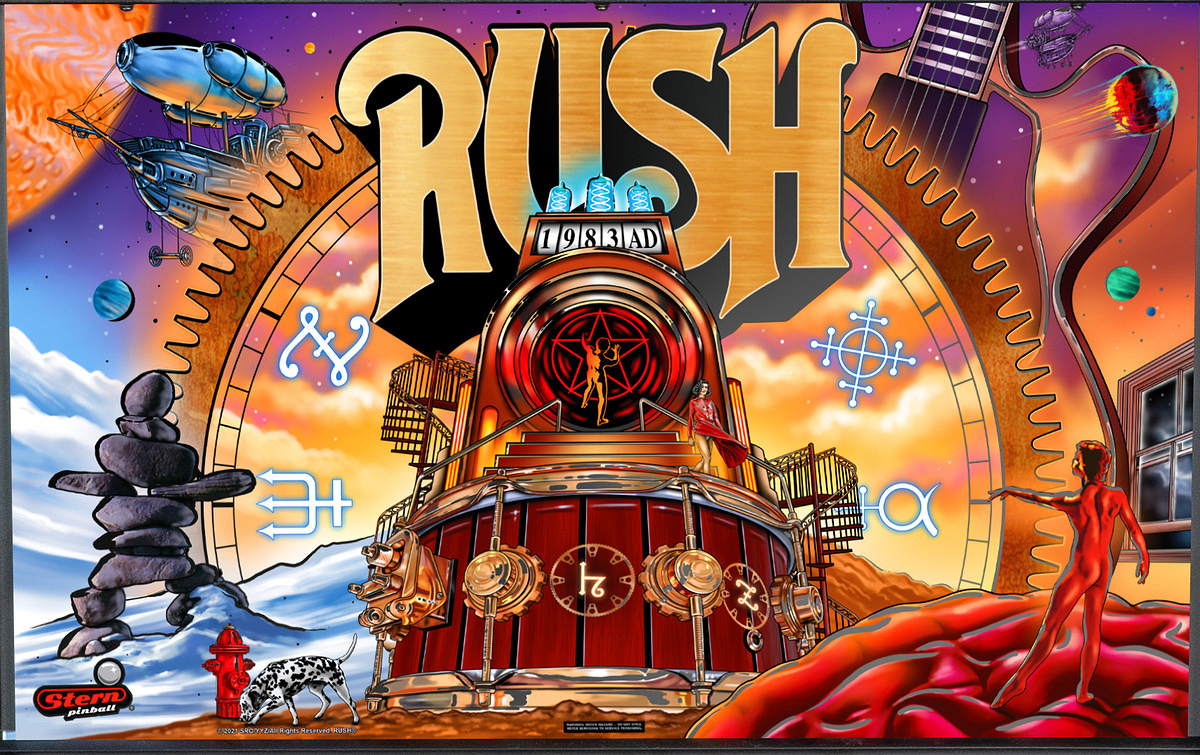 Rush (LE) is a limited edition pinball machine by Stern Pinball, themed around the iconic rock band Rush. It features music and artwork inspired by the band's career.