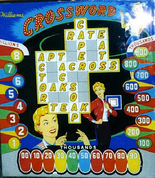 Crossword is a vintage pinball arcade machine released by Williams in 1959. It features a unique crossword puzzle theme integrated into the gameplay.