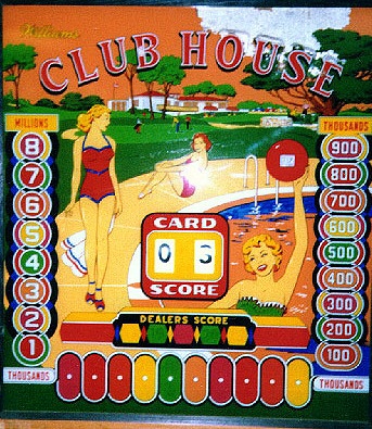 Club House is a classic pinball machine released by Williams in 1958. It features a golf-themed design, typical of the era.