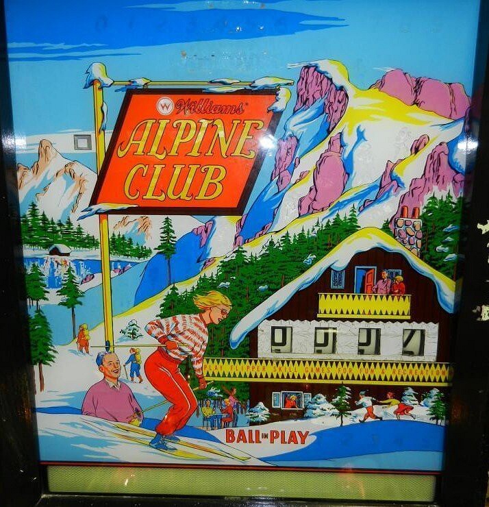 Alpine Club is a pinball machine released by Williams in 1965. It features a ski resort theme with gameplay focused on achieving target objectives that correspond to skiing challenges.