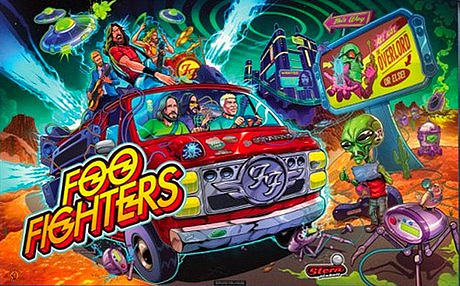 A pinball machine by Stern featuring the rock band Foo Fighters, offering immersive gameplay with music and graphics inspired by the band.