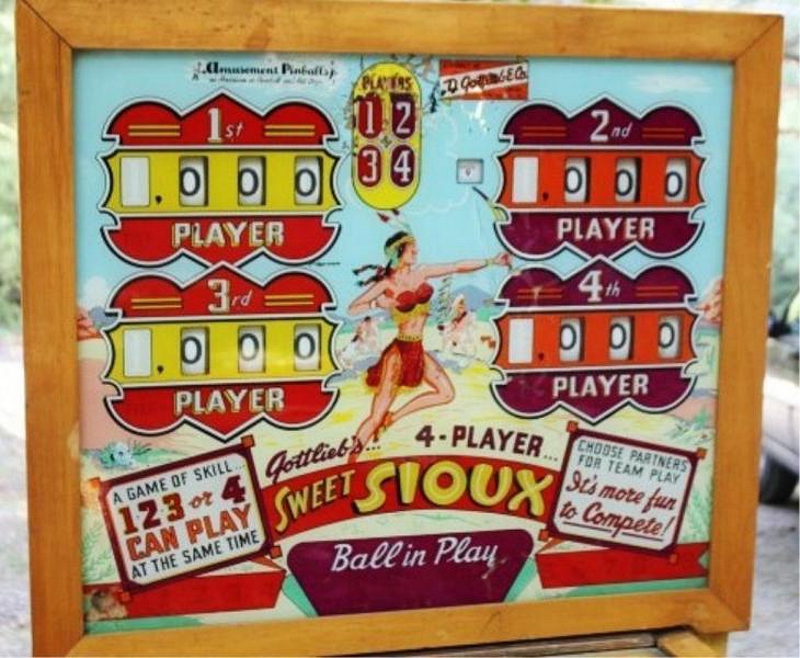 Sweet Sioux is a classic pinball machine released by Gottlieb in 1959. It features Native American themes and art, capturing the essence of 1950s Americana pinball.