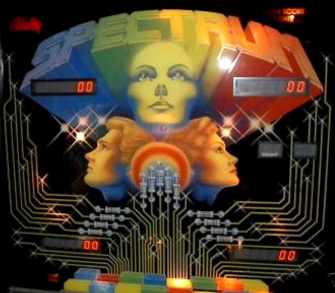 Spectrum is a unique electro-mechanical pinball machine released by Bally in 1982. It features an innovative gameplay that focuses on pattern solving rather than achieving traditional scores through targets.