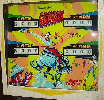 Cowboy is an electro-mechanical pinball machine released by Chicago Coin in 1969, featuring a western-themed design.
