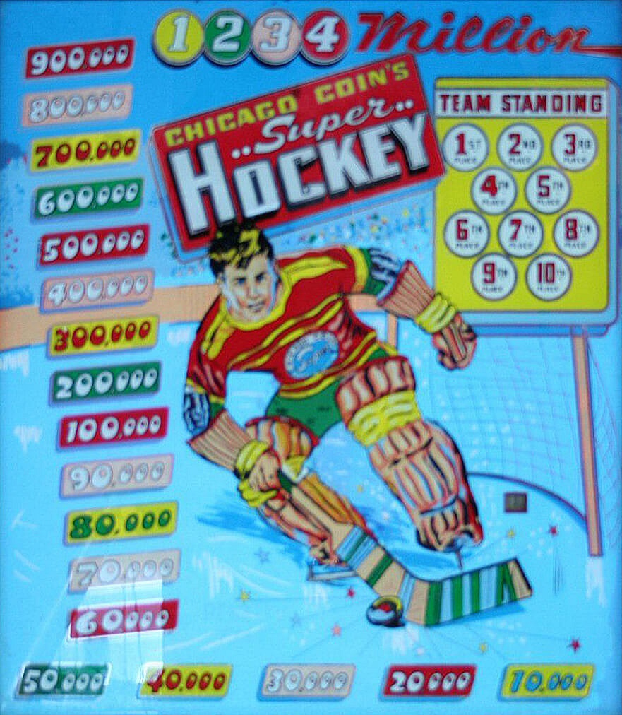 Super Hockey is a vintage pinball machine from Chicago Coin, released in 1949. This game features a sports theme centered around the fast-paced action of ice hockey.