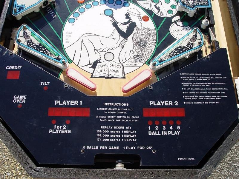 Flame of Athens is an electromechanical pinball machine by Allied Leisure, released in 1977. It features a classic Greek theme with various playfield elements that are representative of ancient Athens.