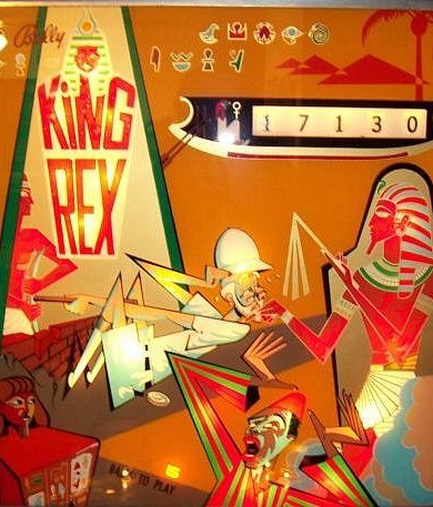 King Rex is a vintage electro-mechanical pinball machine produced by Bally in 1969, known for its distinctive playfield features and classic design.