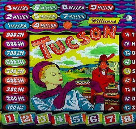 Tucson is a classic pinball machine released by Williams in 1949. It features compelling gameplay with scoring tactics typical of the era, drawing players into its mechanical charm.