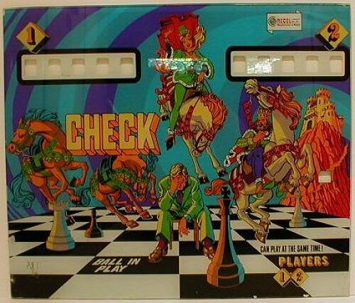 Check is a vintage pinball machine released in 1974 by Recel, known for its classic design and gameplay typical of the era.