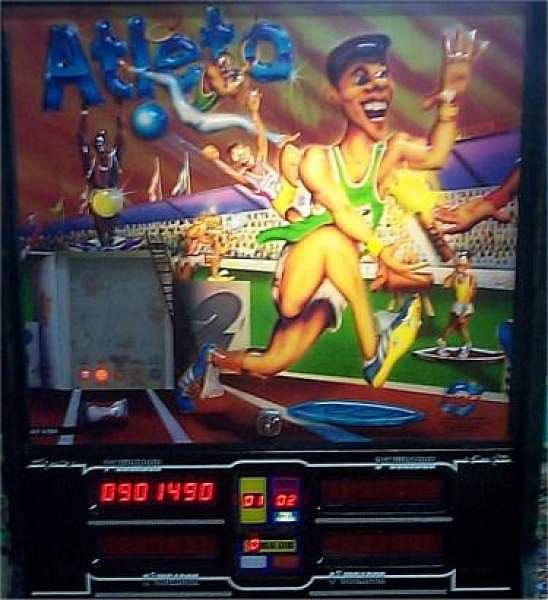 Atleta is a pinball machine produced by Inder in 1990, known for its unique sports-themed design.