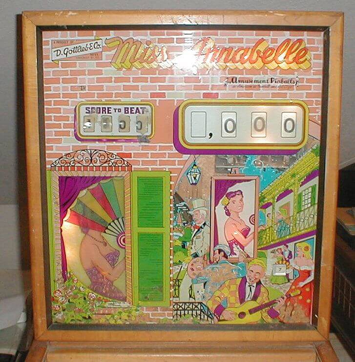 Miss Annabelle is a vintage pinball machine produced by Gottlieb in the year 1959. It embodies the classic electromechanical pinball experience popular in the mid-20th century.