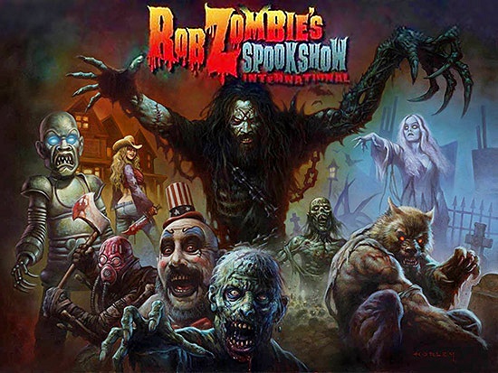 Rob Zombie's Spookshow International is a horror-themed pinball machine designed by Spooky Pinball, featuring artwork and music by Rob Zombie.