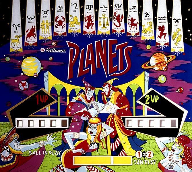 Planets is a classic electro-mechanical pinball machine released in 1971 by Williams. It features traditional pinball gameplay with a space theme.