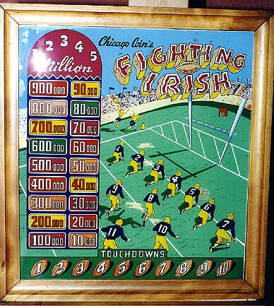 Fighting Irish is a vintage pinball machine that was produced by Chicago Coin in the year 1950. As a classic electromechanical pinball game, it represents the era's gameplay style with mechanical scoring and simple gameplay mechanics.