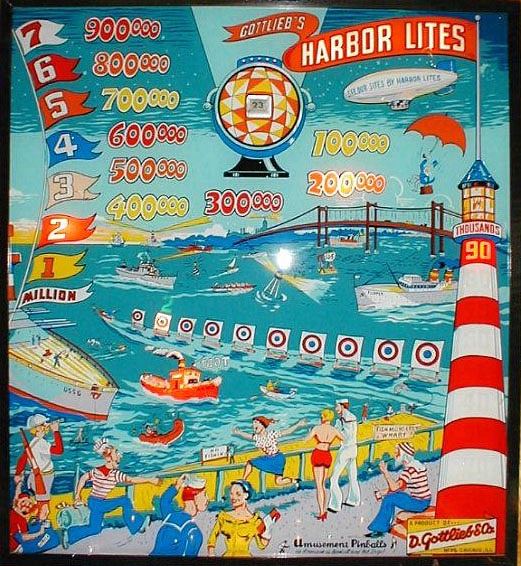 Harbor Lites is a classic electro-mechanical pinball machine created by Gottlieb in 1956. It features a nautical theme with various gameplay features characteristic of the era.