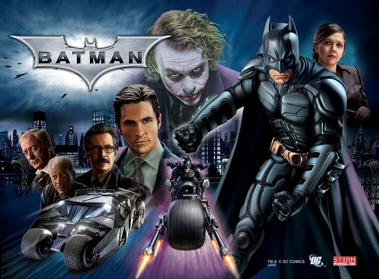 Batman: The Dark Knight is a pinball machine based on the popular Batman film 'The Dark Knight', featuring iconic characters and scenes from the movie.