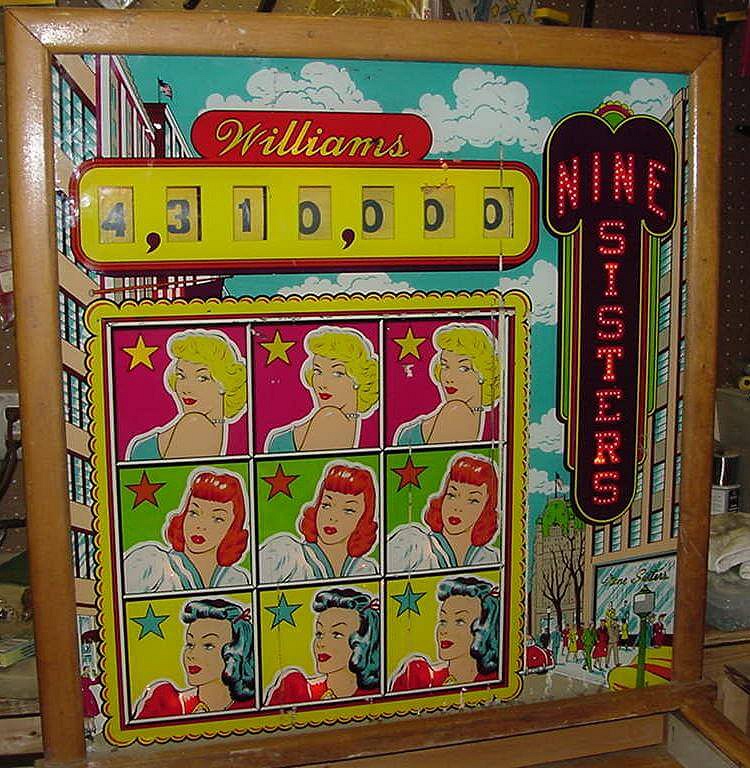 Nine Sisters is a vintage pinball machine released by Williams in 1953. Known for its classic mechanical gameplay and appealing artwork, it represents the era's innovative designs in pinball entertainment.