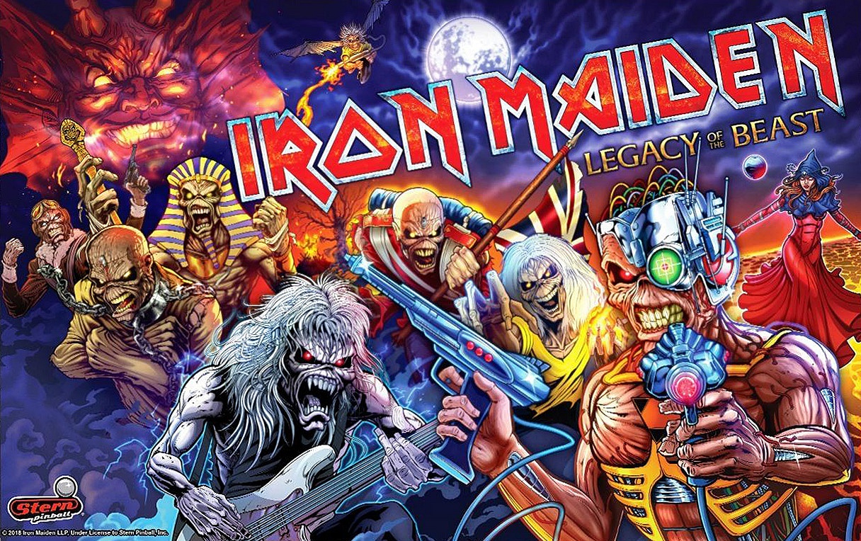 Iron Maiden: Legacy of the Beast is a pinball machine released by Stern in 2018. It features artwork and themes inspired by the legendary heavy metal band, Iron Maiden.