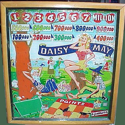 Daisy May is a pinball machine released by Gottlieb in 1954, known for its charming and whimsical rural theme.