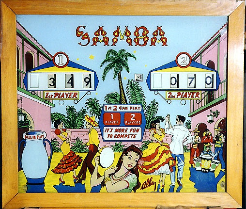 Samba is a vintage pinball machine produced by Alben in 1960, known for its classic design and mechanical features.