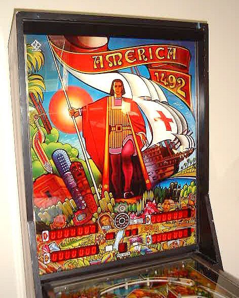 America 1492 is a pinball machine produced by Juegos Populares in 1985. It features a historical exploration theme, celebrating the era of Columbus's voyage.