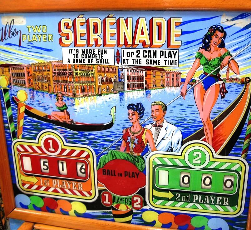 Serenade is a woodrail pinball machine released by Gottlieb in 1958.