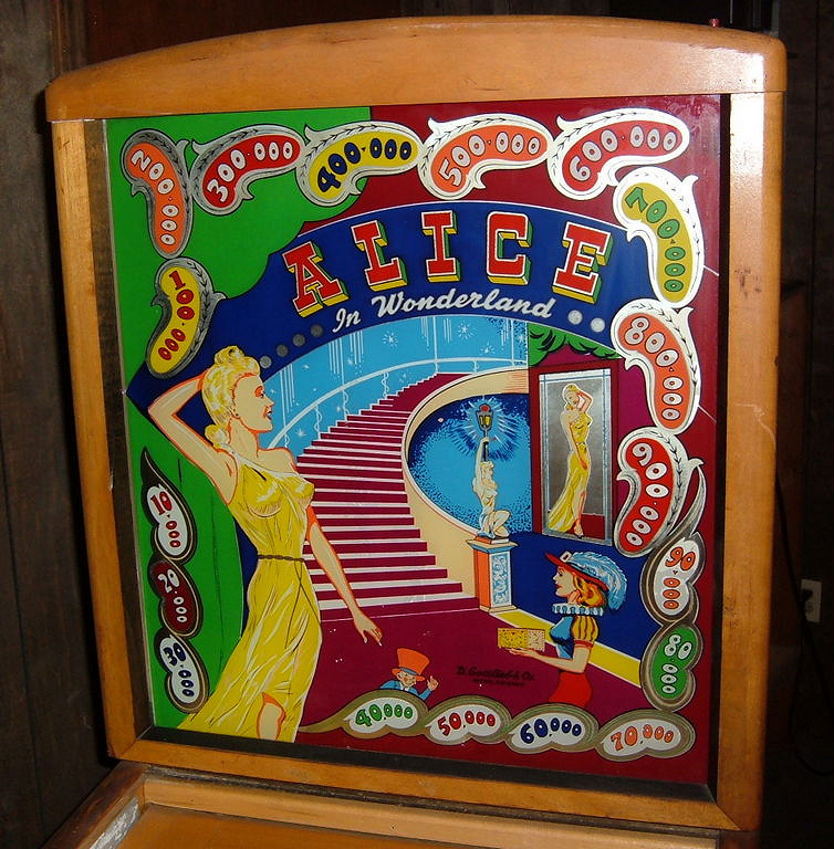 Alice in Wonderland is a vintage pinball machine released by Gottlieb in 1948, themed around the classic tale of Alice's adventures in a whimsical world.