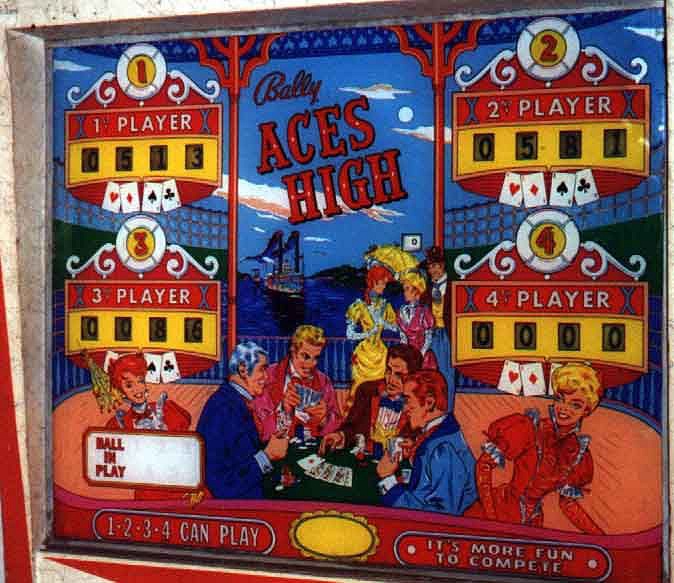 Aces High is an electro-mechanical pinball machine designed and manufactured by Bally in 1965. Known for its engaging gameplay featuring card-based themes, it reflects the classic styling of mid-60s pinball machines.