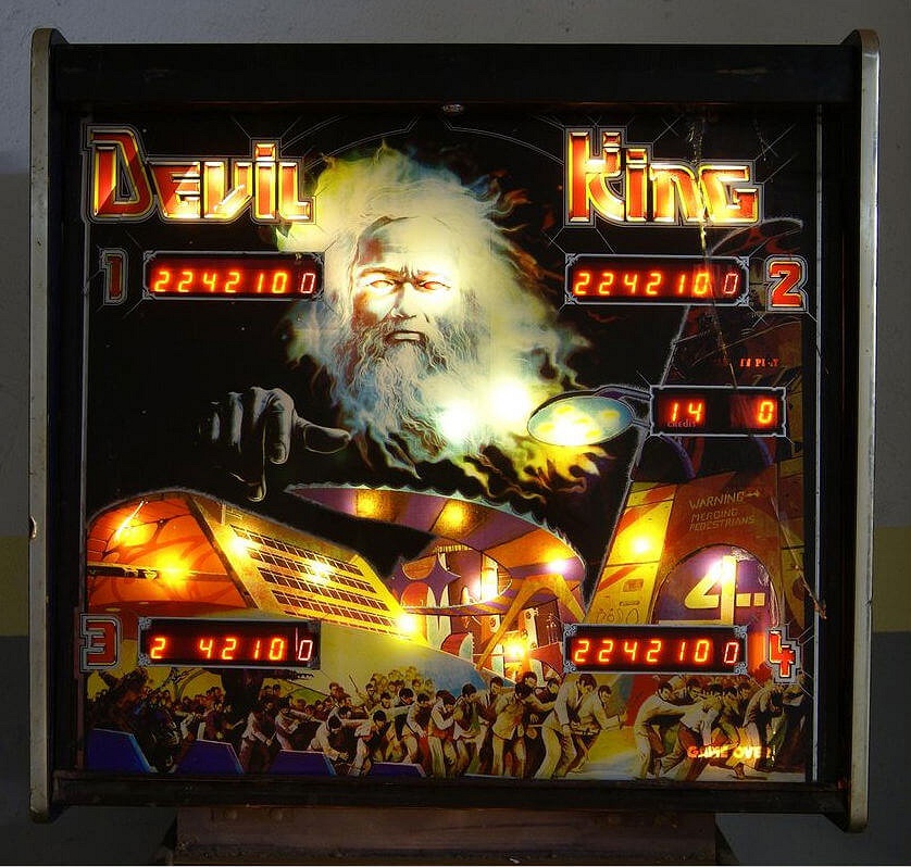 Devil King is a pinball machine released by Tecnoplay in 1986. It features a challenging and engaging gameplay experience with a unique demonic theme.