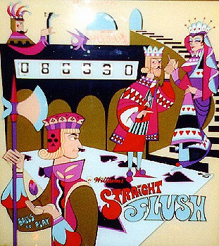 Straight Flush is a vintage pinball machine designed by Williams Electronics and was released in 1970. It features a poker-themed playfield, emphasizing card games and strategy.