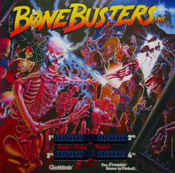 Bone Busters Inc. is a pinball machine by Gottlieb released in 1989. The game features a ghost-busting theme, where players navigate through different objectives and challenges.