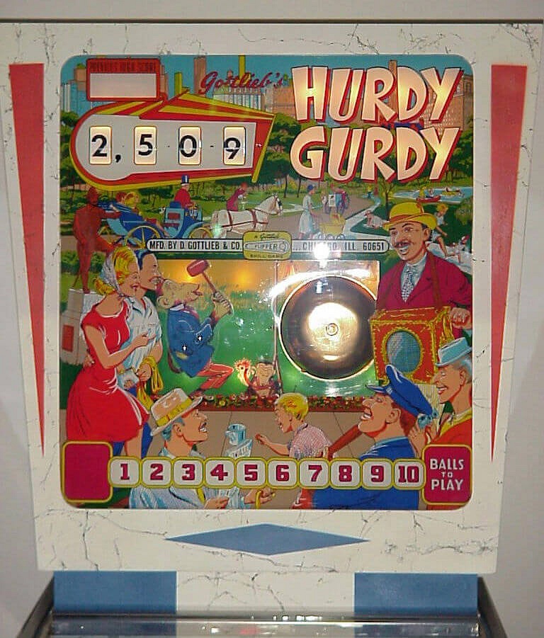 Hurdy Gurdy is an electro-mechanical pinball machine released by Gottlieb in 1966. It is known for its vibrant circus-themed artwork and engaging gameplay.