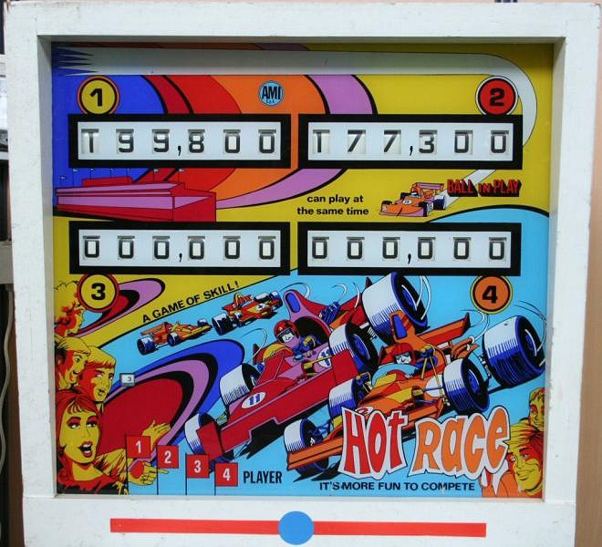 Hot Race is a classic pinball machine released by A.M.I. in 1974, known for its captivating racing theme.