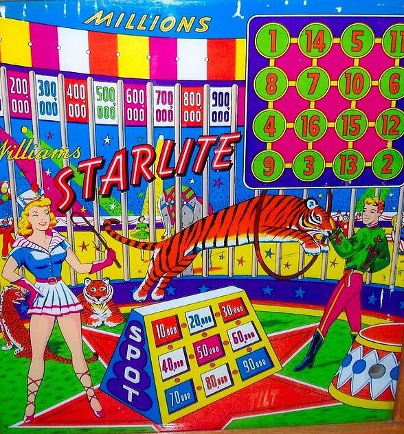 Starlite is a classic pinball machine released by Williams in 1953, known for its engaging gameplay and distinctive retro design.