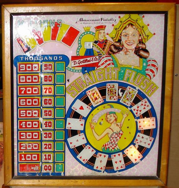 Straight Flush is a vintage pinball machine by Gottlieb, released in 1957. It is known for its classic card game theme and is a highly regarded electromechanical game from the era.