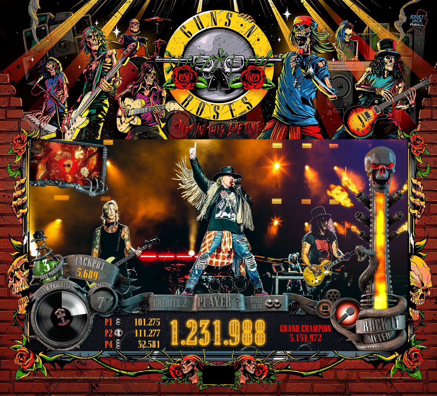 The Guns N' Roses (LE) is a pinball machine released by Jersey Jack Pinball in collaboration with the rock band Guns N' Roses.