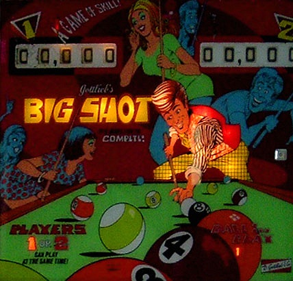 Big Shot is a solid-state pinball machine released by Gottlieb in 1973. It is known for its pool-themed layout and engaging gameplay.