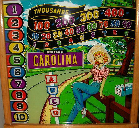 Carolina is a vintage electromechanical pinball machine released by United in 1949. Known for its classic design and timeless gameplay, it captures the essence of early pinball history.