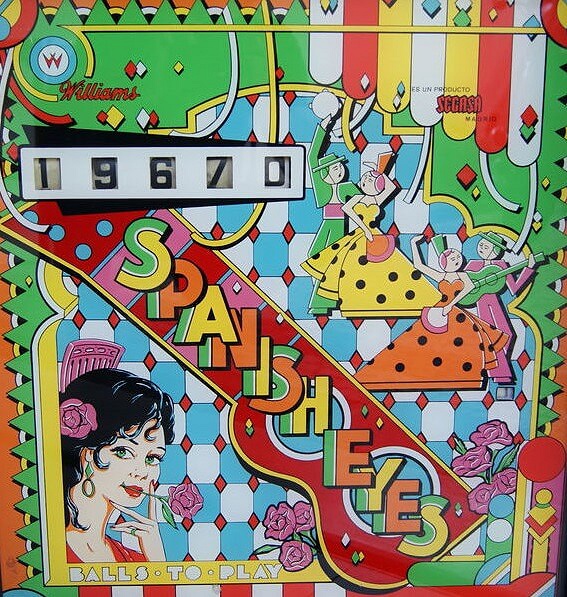 Spanish Eyes is an electro-mechanical pinball machine released by Segasa in 1972, known for its captivating artwork and engaging gameplay.