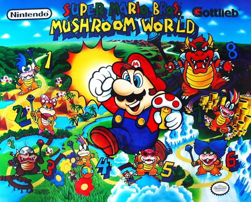 Super Mario Bros. Mushroom World is a 1992 pinball machine designed by Jon Norris and Jeffrey D. Lyall, and manufactured by Gottlieb. It is based on the popular Super Mario video game franchise.