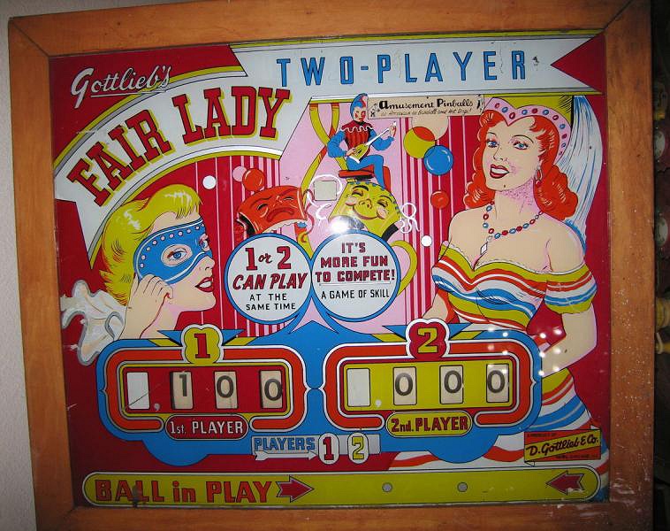 Fair Lady is an electromechanical pinball machine released by Gottlieb in 1956. It features a simple yet engaging gameplay typical of the mid-20th-century pinball machines.